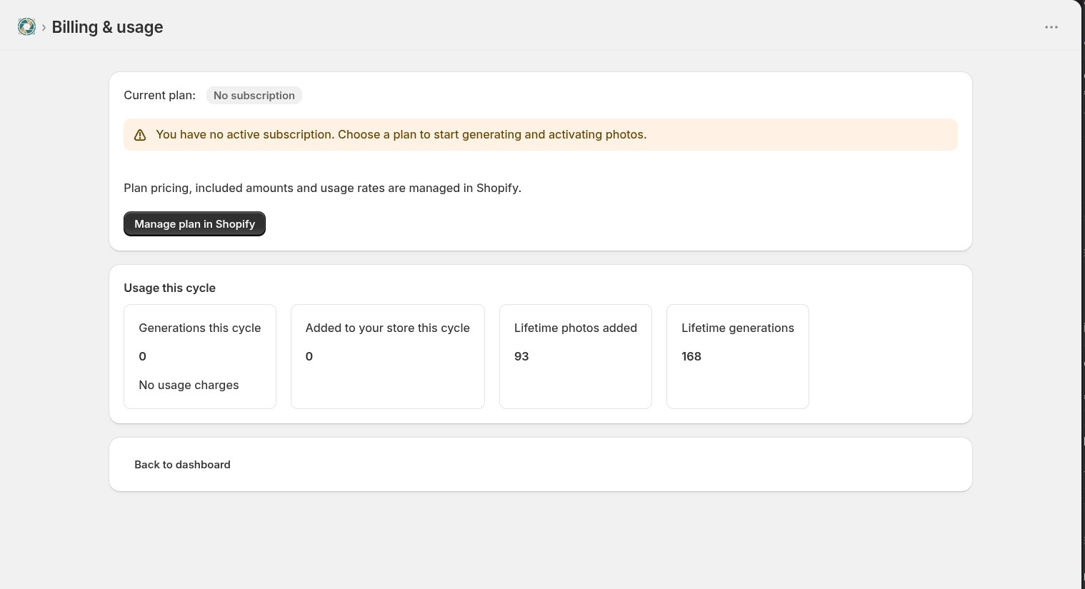 The Billing & usage page